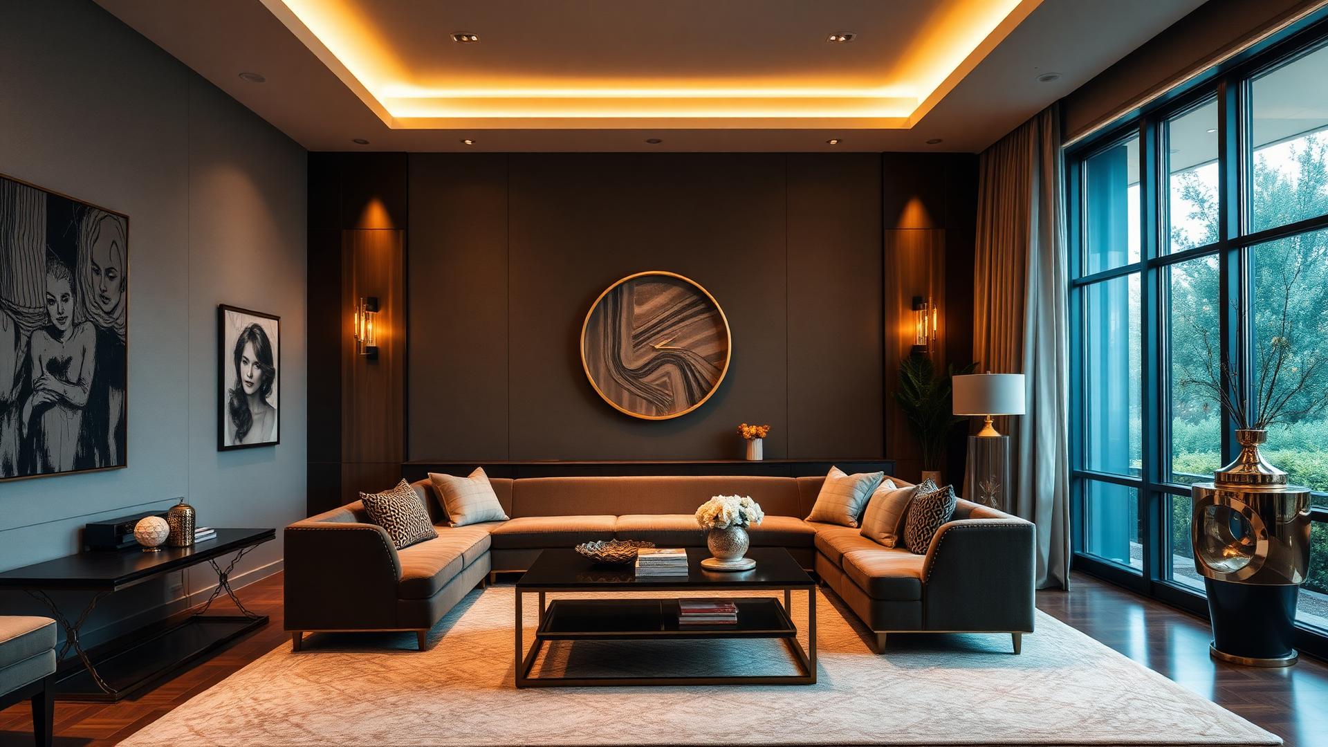 Luxurious modern living room interior decor
